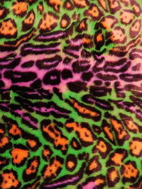 Tejido de piel sintética «Ecoshag Hippie Jaguar» / «Trippy Forest»