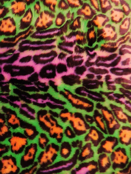 Ecoshag Hippie Jaguar Faux Fur Fabric / Trippy Forest