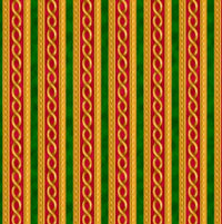 Christmas Stripes Red Green on Gold 100% Cotton Price per Yard