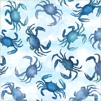 Tela de algodón «Ocean Life Blue Crabs Mist Wideback», por yarda