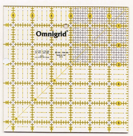 Regla Omnigrid de 6 1/2 pulgadas x 6 1/2 pulgadas con cuadrícula