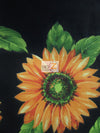 Sunflower Flower Black Poly Cotton Fabric