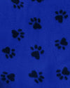 Animal Paw Print Blue and Black Fleece Fabric