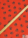 Animal Paw Print Red and Black Fleece Fabric