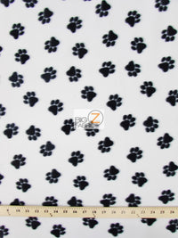 Animal Paw Print White & Black Fleece Fabric