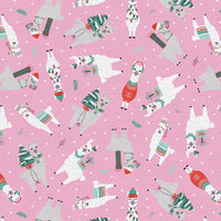 Winter Llamas on Pink