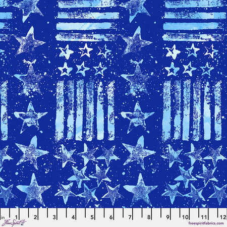 Tela de algodón «Stars and Stripes» grande, azul, estilo americano, 44"/45", por yarda