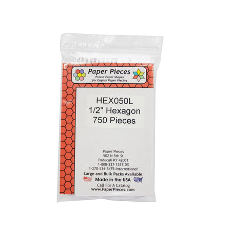 Paper Piece Hexagon Pack 1/2in 750pc