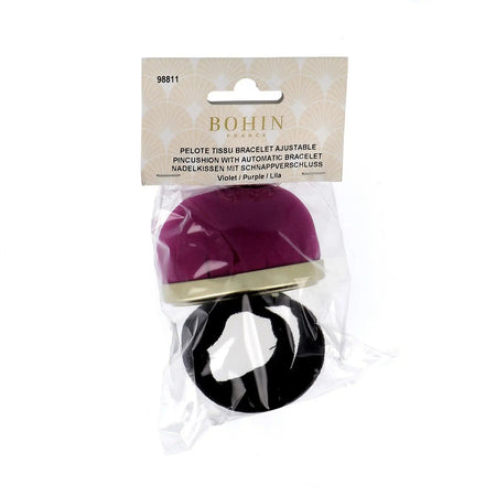 Alfiletero con pulsera ajustable con broche a presión, color morado