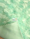 Oasis Blue Minky Rose/Rosette Floral Baby Soft Fabric / Sold By The Yard