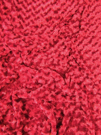 Red Fusion Minky Rose/Rosette Floral Baby Soft Fabric / Sold By The Yard