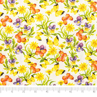SINGER®  Fabric,  100% Cotton, 44 Inch Wide, Yellow And Green Butterfly, Cut by the Yard
