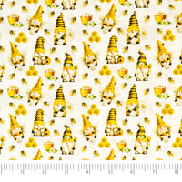 SINGER®  Fabric,  100% Cotton, 44 Inch Wide, Bee Gnomes White, Cut by the Yard