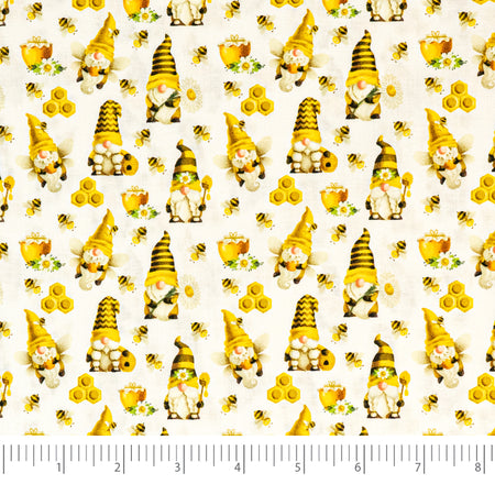 SINGER®  Fabric,  100% Cotton, 44 Inch Wide, Bee Gnomes White, Cut by the Yard