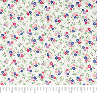 Tela SINGER®, 100 % algodón, 44 pulgadas de ancho, con flores de color rosa púrpura sobre fondo blanco, vendida por yardas