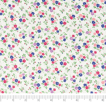 SINGER®  Fabric,  100% Cotton, 44 Inch Wide, Purple Pink Flower On White, Cut by the Yard