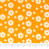 SINGER®  Fabric,  100% Cotton, 44 Inch Wide, Small White Flowers On Yellow, Cut by the Yard