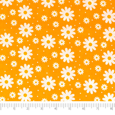 SINGER®  Fabric,  100% Cotton, 44 Inch Wide, Small White Flowers On Yellow, Cut by the Yard