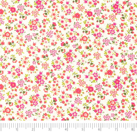 SINGER®  Fabric,  100% Cotton, 44 Inch Wide, Small Pink Flowers On White, Cut by the Yard