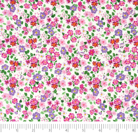 Tissu SINGER®, 100 % coton, 44 pouces de large, motif « Packed Pink Flowers », vendu au yard