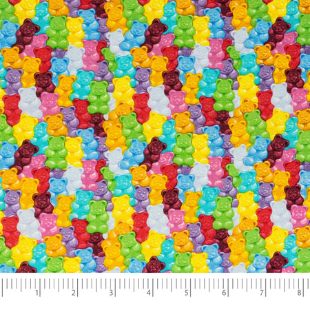 SINGER®  Fabric,  100% Cotton, 44 Inch Wide, Rainbow Gummy Bears, Cut by the Yard