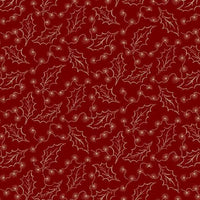 Red Holly Cozy Christmas Cotton Wideback Fabric per yard