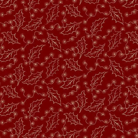 Red Holly Cozy Christmas Cotton Wideback Fabric per yard
