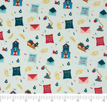 Telas SINGER®, 100 % algodón, colección de Navidad, casas y letras