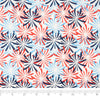 Singer Fabric, 100% Cotton, Red, Wht Blue Fireworks On White, Cut by the Yard