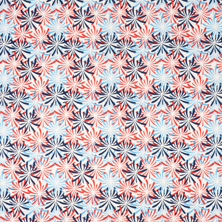 SINGER® Fabric, 100% Cotton, Red, Wht Blue Fireworks On White, Cut by the Yard