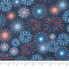 Singer Fabric, 100% Cotton, Patriotic Fireworks In Navy Sky, Cut by the Yard
