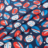 Singer Fabric, 100% Cotton, Flags On Footballs, Cut by the Yard