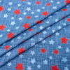 Singer Fabric, 100% Cotton, Red & Blue Stars On Texture, Cut by the Yard