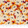 Singer Fabric, 100% Cotton, White Flowers On Orange, Cut by the Yard