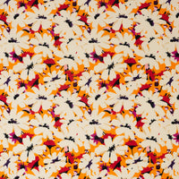 SINGER® Fabric, 100% Cotton, White Flowers On Orange, Cut by the Yard