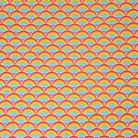 SINGER® Fabric, 100% Cotton, Rainbow Geo Scallops, Cut by the Yard