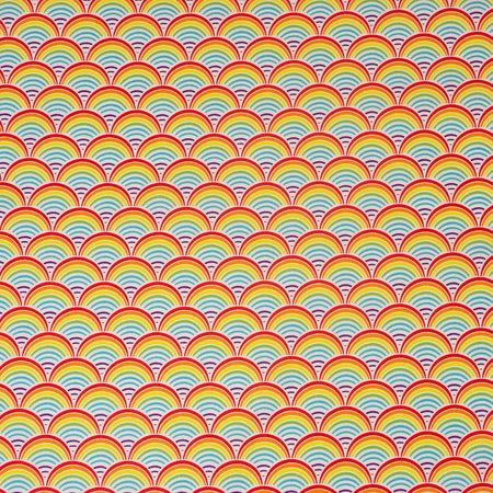 SINGER® Fabric, 100% Cotton, Rainbow Geo Scallops, Cut by the Yard
