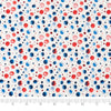 Singer Fabric, 100% Cotton, Red Wht Blue Watercolor Dots, Cut by the Yard