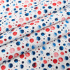 Singer Fabric, 100% Cotton, Red Wht Blue Watercolor Dots, Cut by the Yard