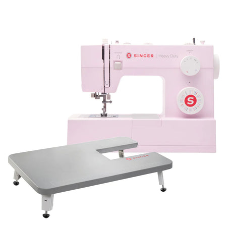Ensemble machine à coudre SINGER® « Heavy Duty 4452 » rose «Rosewater Pink» et table d'extension