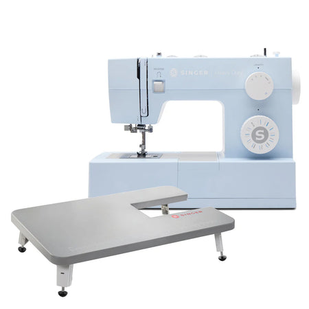 Paquete de máquina de coser SINGER® « Heavy Duty 4423 » en color azul Meltwater y mesa de extensión