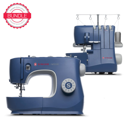 SINGER® Navy Blue Sewing Machine & Serger Bundle