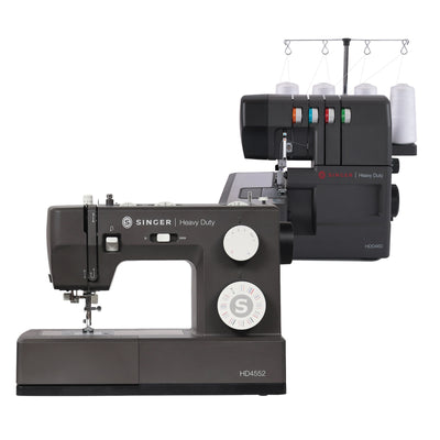 SINGER® Heavy Duty Charcoal Sewing & Serger Bundle