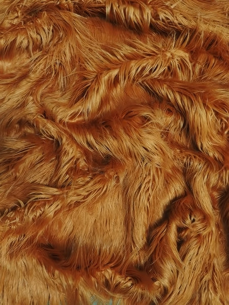 Amber Solid Gorilla Animal Long Pile Faux Fur Fabric / Sold By The Yard