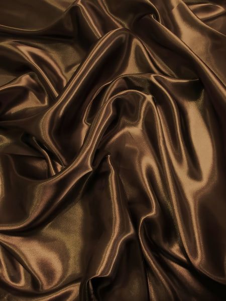 Tissu satiné brillant, uni, d'épaisseur moyenne / Marron foncé