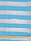 Tela impermeable para exteriores de lona con rayas bicolores / Azul turquesa/Blanco / Se vende por metros. ¡Liquidación!
