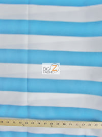 2 Tone Stripe Deck Canvas Outdoor Waterproof Fabric / Aqua/White / Sold By The Yard Closeout!!!