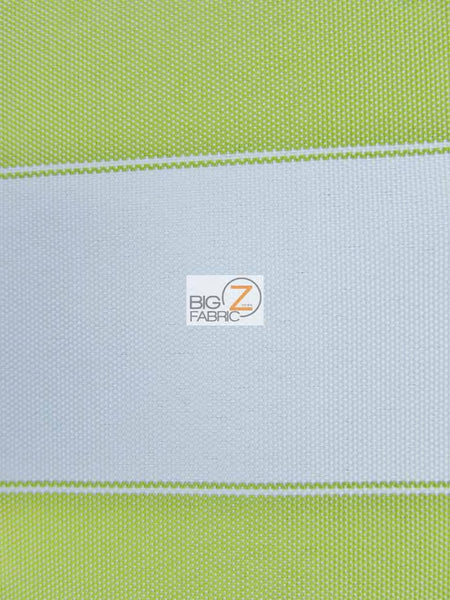2 Tone Stripe Deck Canvas Outdoor Waterproof Fabric / Lime/White / Sold By The Yard Closeout!!!