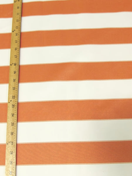 2 Tone Stripe Deck Canvas Outdoor Waterproof Fabric / Orange/Off White / Sold By The Yard Closeout!!!