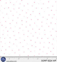 Tela de algodón «Sorbet Flannel» blanca con lunares rosas en tonos similares, 112 cm / 114 cm, por metro